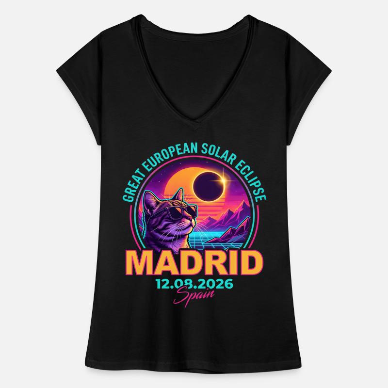 Solar Cat Madrid Eclipse 2026 Women's Vintage T-Shirt