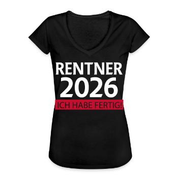 Retraite 2026 Drôle - T-shirt vintage Femme - noir - Devant - Danielle (179cm)