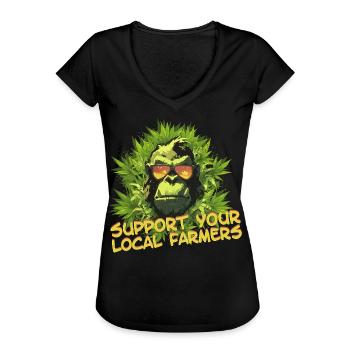 Support your local farmers - Frauen Vintage T-Shirt - Schwarz - Vorne - Danielle (179cm)