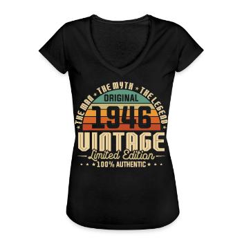 Cadeau d’anniversaire vintage original des années 1980 - T-shirt vintage Femme - noir - Devant - Danielle (179cm)