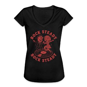 Rock Steady Tanzpaar auf Vinyl - Frauen Vintage T-Shirt - Schwarz - Vorne - Danielle (179cm)