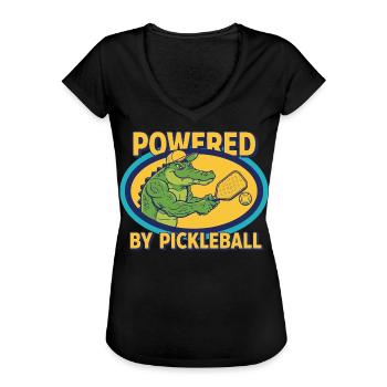 Pickleball propulsé par Joueur drôle de Pickleball - T-shirt vintage Femme - noir - Devant - Danielle (179cm)