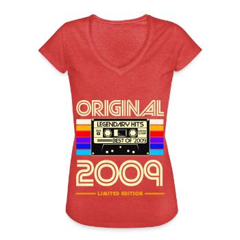 Original 2009 Limited Edition Cassette - Women's Vintage T-Shirt - heather red - Front - Danielle (179cm)