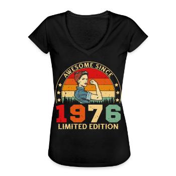 1976 Vintage Retro Geburtstagsgeschenk - Frauen Vintage T-Shirt - Schwarz - Vorne