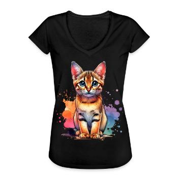 Savannah Cat Gift - Women's Vintage T-Shirt - black - Front - Danielle (179cm)