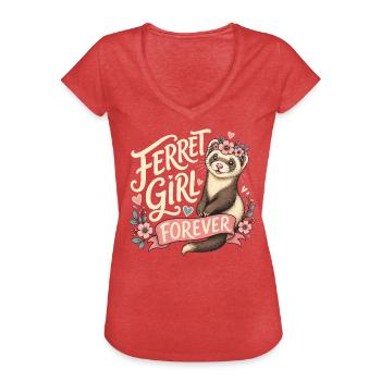 FERRET GIRL FOREVER - Frauen Vintage T-Shirt - Rot meliert - Vorne - Danielle (179cm)