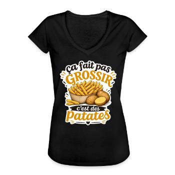 Ça fait pas grossir c'est des patates (Frites) - T-shirt vintage Femme - noir - Devant