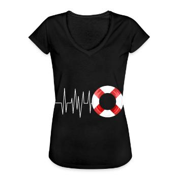 Bademeister Herzschlag Rettungsring - Frauen Vintage T-Shirt - Schwarz - Vorne - Danielle (179cm)