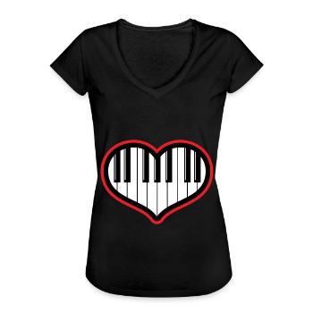 Piano Geschenk Klavier und Flügel - Frauen Vintage T-Shirt - Schwarz - Vorne - Danielle (179cm)