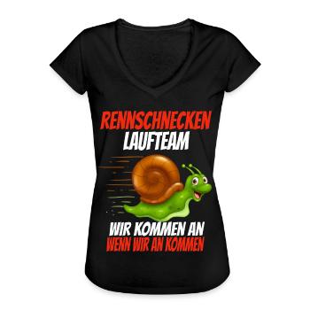 Rennschnecken Laufteam Jogging Läufer laufen - Frauen Vintage T-Shirt - Schwarz - Vorne - Danielle (179cm)