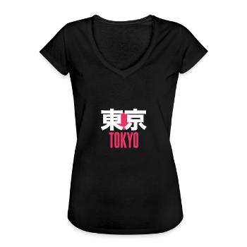 Tokyo Kanji Tokyo Japan Font - Women's Vintage T-Shirt - black - Front - Danielle (179cm)