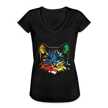 Cat pop art - Women's Vintage T-Shirt - black - Front - Danielle (179cm)