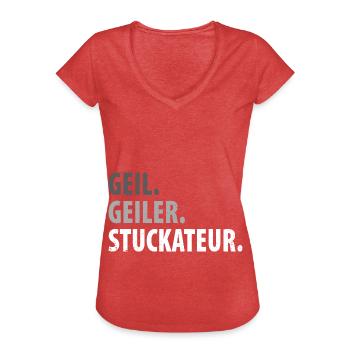 Stuckateur Gipser Stukkateur Verputzer Geschenk - Frauen Vintage T-Shirt - Rot meliert - Vorne - Danielle (179cm)