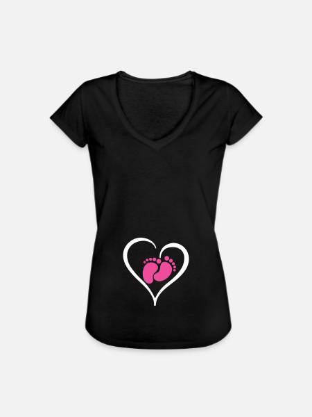 Grossesse Bébé Fille - T-shirt vintage Femme - noir