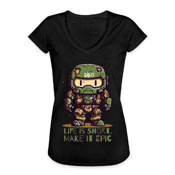 Life is short – make it epic - Women's Vintage T-Shirt - black - Front - Danielle (179cm)