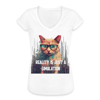 Reality Is Just a Simulation - Frauen Vintage T-Shirt - Schwarz - Vorne - Danielle (179cm)