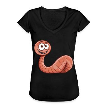 Ver de terre - Ver à main - Agriculteur - Ver - T-shirt vintage Femme - noir - Devant - Danielle (179cm)
