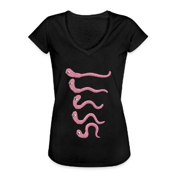 Drôle de ver de terre compostage vermifuge - T-shirt vintage Femme - noir - Devant - Danielle (179cm)