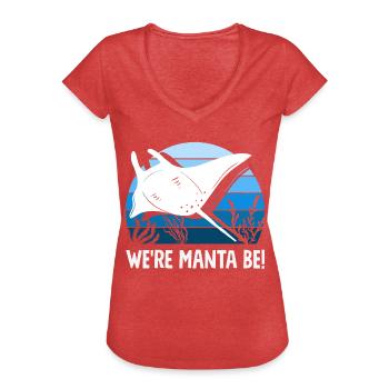 Ocean Animal Diving Stingray Mantarochen - Frauen Vintage T-Shirt - Rot meliert - Vorne - Danielle (179cm)