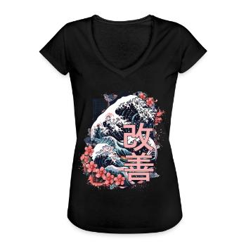Hiragana Katakana Kaizen-methode Kaizen - Frauen Vintage T-Shirt - Schwarz - Vorne - Danielle (179cm)