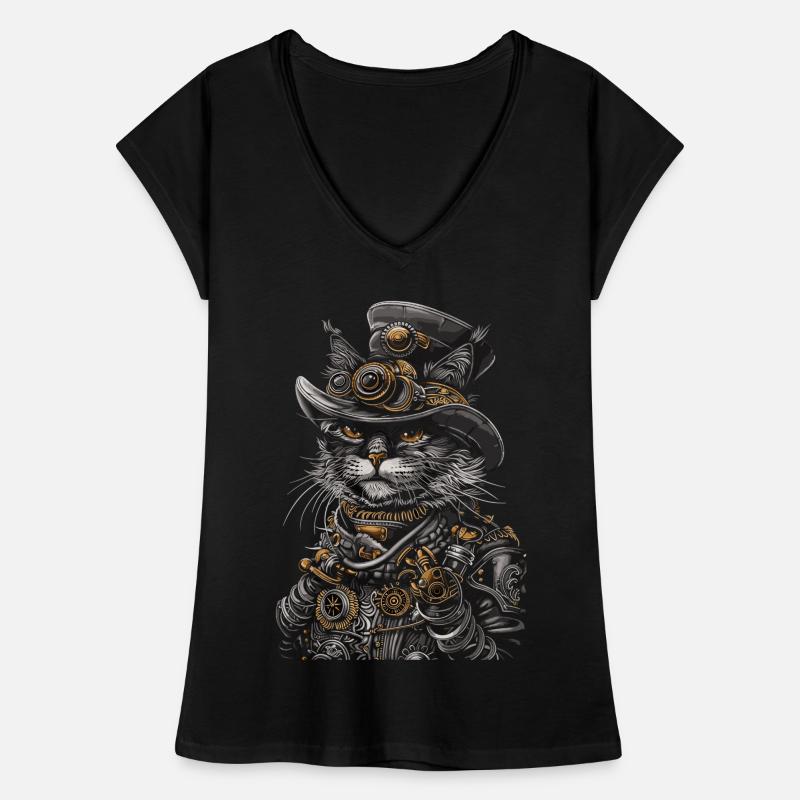 Steampunk-katze Frauen Vintage T-Shirt