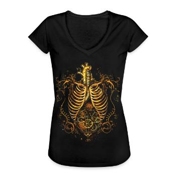Steampunk Anatomy Steampunk Mechanical - Frauen Vintage T-Shirt - Schwarz - Vorne - Danielle (179cm)