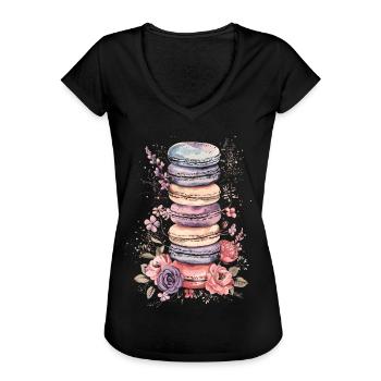 Macaron-liebhaber Macaron Baker - Frauen Vintage T-Shirt - Schwarz - Vorne - Danielle (179cm)