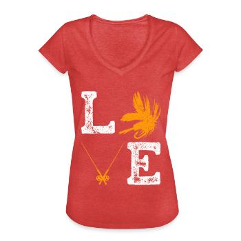 Fliegenbinden Fliegenfischen - Frauen Vintage T-Shirt - Rot meliert - Vorne - Danielle (179cm)
