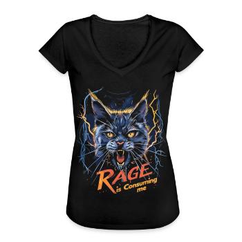 Cat Rage Consumes Me Humor Meme - Frauen Vintage T-Shirt - Schwarz - Vorne - Danielle (179cm)