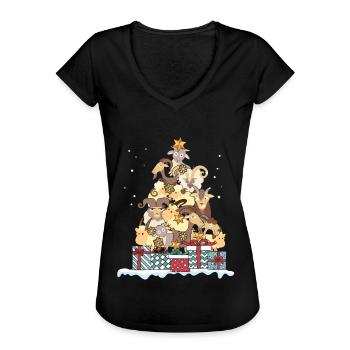 Ziegen Ziege Geiss Ziegenbock Weihnachten Geschenk - Frauen Vintage T-Shirt - Schwarz - Vorne - Danielle (179cm)