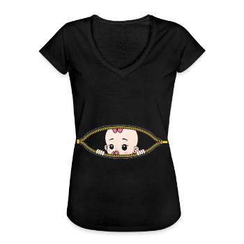 Pregnancy Pregnant Daughter Gift - Women's Vintage T-Shirt - black - Front - Danielle (179cm)
