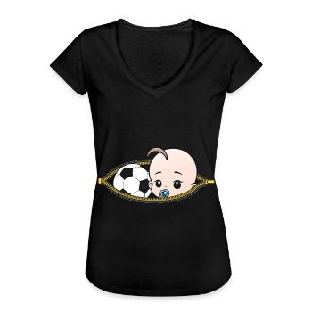 Schwangerschaft Fussball Sport schwanger Geschenk - Frauen Vintage T-Shirt - Schwarz - Vorne - Danielle (179cm)