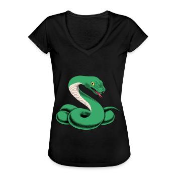 Snake Green Mamba Reptiles Terrarium - Women's Vintage T-Shirt - black - Front - Danielle (179cm)