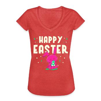 Happy Easter Easter Easter Easter Egg Sayings - Women's Vintage T-Shirt - heather red - Front - Danielle (179cm)