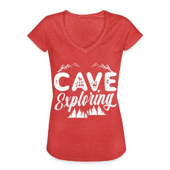 Explorez Cave Caves Cave Caving - T-shirt vintage Femme - rouge chiné - Devant - Danielle (179cm)