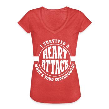 I survived a heart attack - Women's Vintage T-Shirt - heather red - Front - Danielle (179cm)