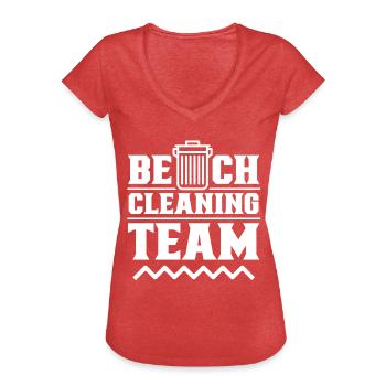 Équipe de nettoyage de plage Nettoyage de plage - T-shirt vintage Femme - rouge chiné - Devant - Danielle (179cm)
