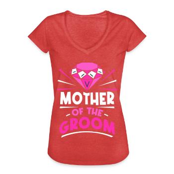 Fête de mariage du marié - T-shirt vintage Femme - rouge chiné - Devant - Danielle (179cm)