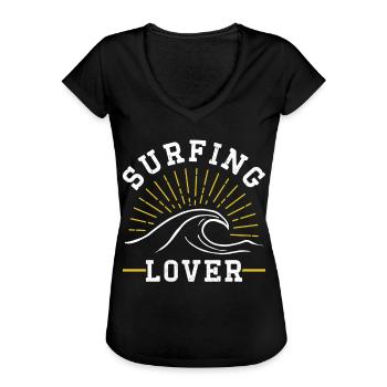 Surfing Liebhaber Surfen Surfbrett Surfer - Frauen Vintage T-Shirt - Schwarz - Vorne