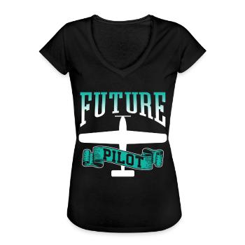 Future Pilot Light Aircraft Light Aircraft Jet - Women's Vintage T-Shirt - black - Front - Danielle (179cm)