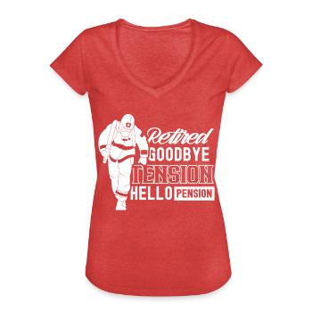 À la retraite Adieu excitation Bonjour pensionné retraité - T-shirt vintage Femme - rouge chiné - Devant - Danielle (179cm)
