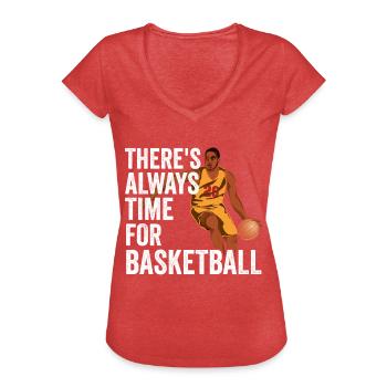 C’est toujours l’heure pour l’équipe des joueurs de basket-ball - T-shirt vintage Femme - rouge chiné - Devant - Danielle (179cm)