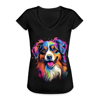 Australian Shepherd - bunter Hund - Frauen Vintage T-Shirt - Schwarz - Vorne