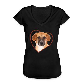 Broholmer Herz Hundeliebe - Frauen Vintage T-Shirt - Schwarz - Vorne
