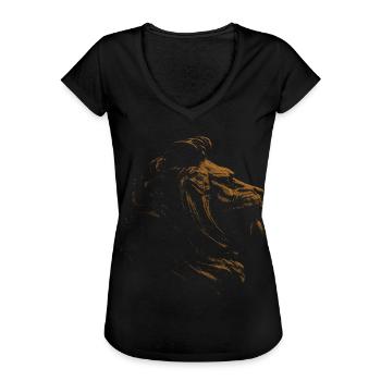 Löwen Statue Löwenkopf - Frauen Vintage T-Shirt - Schwarz - Vorne