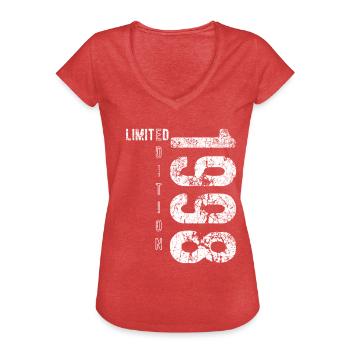 Édition Limitée 1998 Anniversaire Vintage 1998 - T-shirt vintage Femme - rouge chiné - Devant - Danielle (179cm)