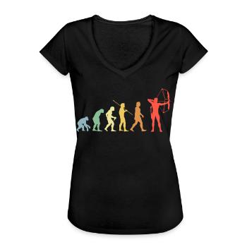 Bogen Evolution Retro Bogenschießen Bogenschütze - Frauen Vintage T-Shirt - Schwarz - Vorne - Danielle (179cm)