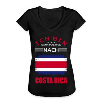 Ich Bin Dann Mal Weg Nach Costa Rica Fahne Urlaub - Frauen Vintage T-Shirt - Schwarz - Vorne - Danielle (179cm)