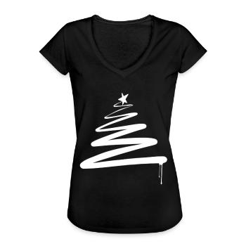 arbre de Noël arbre de Noël graffiti - T-shirt vintage Femme - noir - Devant - Danielle (179cm)