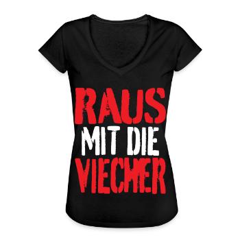 Raus mit die Viecher - Frauen Vintage T-Shirt - Schwarz - Vorne - Danielle (179cm)